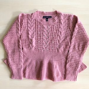 Derek Heart Girls Rose Pink Peplum Sweater Size M